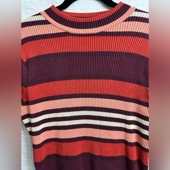 Vtg Say What Sweater Short Sleeve Striped Pullover Crew Neck Multicolor Sz 3X - Picture 2 of 5